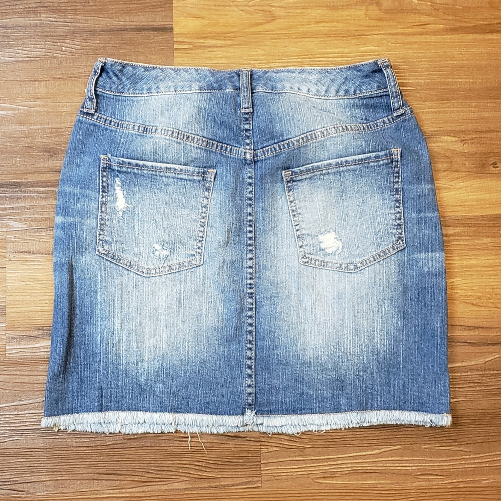 Distressed denim skirt jean skirt grunge - Picture 3 of 6